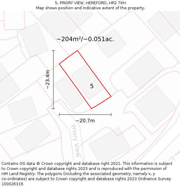 5, PRIORY VIEW, HEREFORD, HR2 7XH: Plot and title map