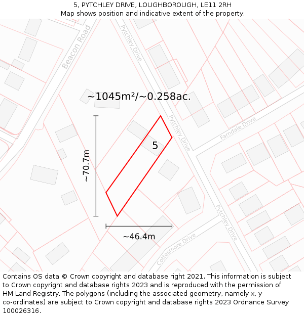 5, PYTCHLEY DRIVE, LOUGHBOROUGH, LE11 2RH: Plot and title map