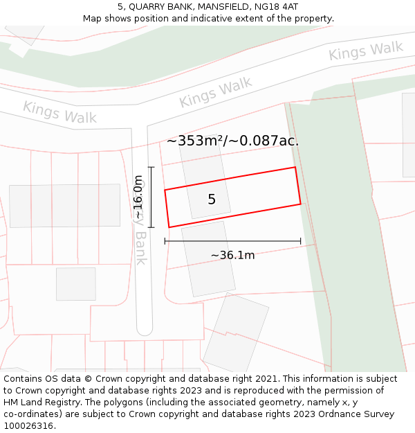5, QUARRY BANK, MANSFIELD, NG18 4AT: Plot and title map