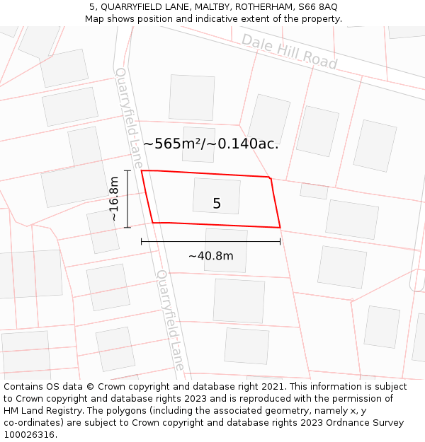 5, QUARRYFIELD LANE, MALTBY, ROTHERHAM, S66 8AQ: Plot and title map