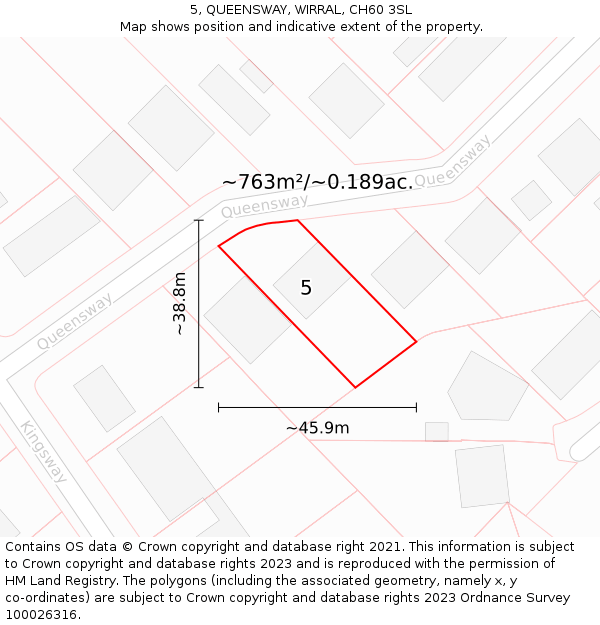 5, QUEENSWAY, WIRRAL, CH60 3SL: Plot and title map