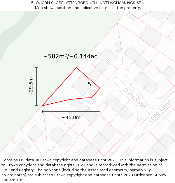 5, QUORN CLOSE, ATTENBOROUGH, NOTTINGHAM, NG9 6BU: Plot and title map