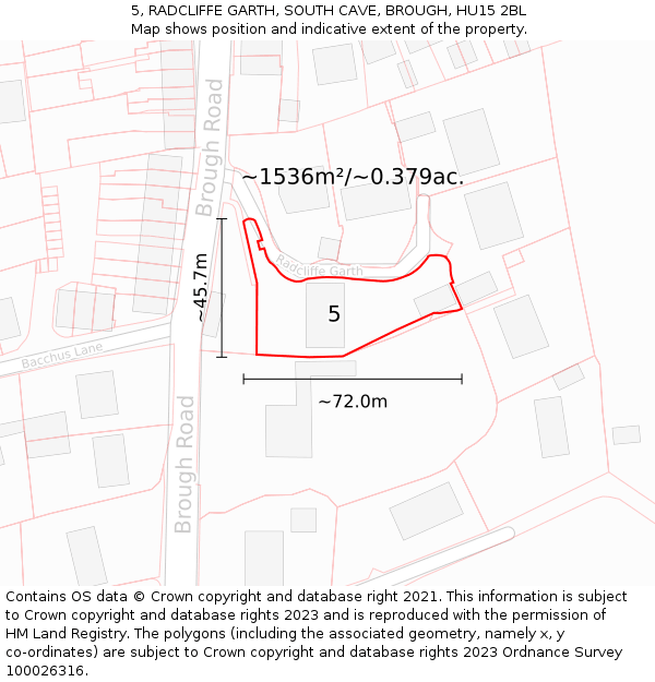 5, RADCLIFFE GARTH, SOUTH CAVE, BROUGH, HU15 2BL: Plot and title map