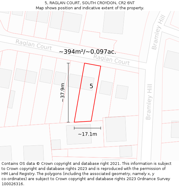 5, RAGLAN COURT, SOUTH CROYDON, CR2 6NT: Plot and title map