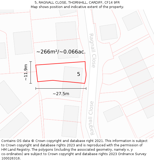 5, RAGNALL CLOSE, THORNHILL, CARDIFF, CF14 9FR: Plot and title map