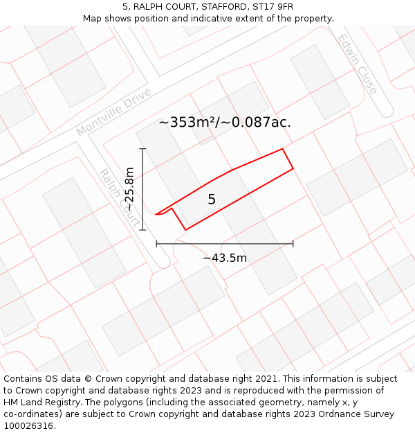 5, RALPH COURT, STAFFORD, ST17 9FR: Plot and title map