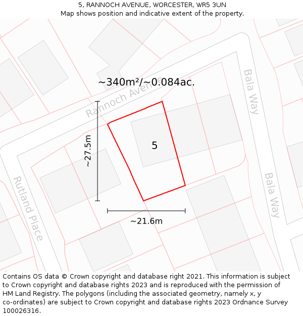 5, RANNOCH AVENUE, WORCESTER, WR5 3UN: Plot and title map
