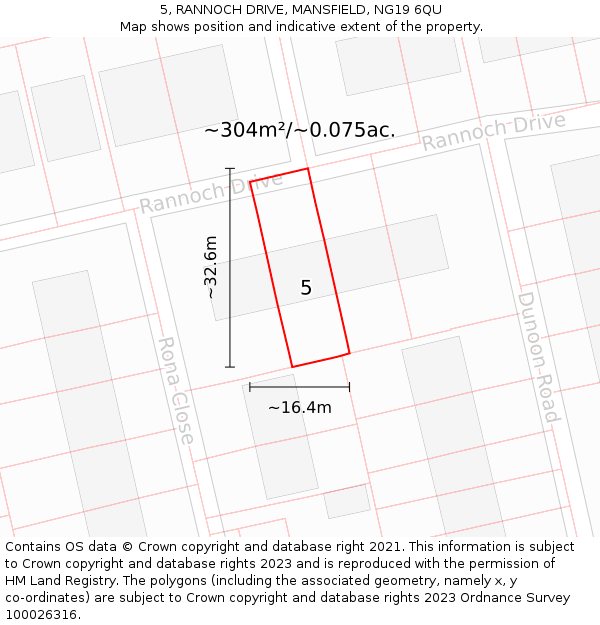 5, RANNOCH DRIVE, MANSFIELD, NG19 6QU: Plot and title map