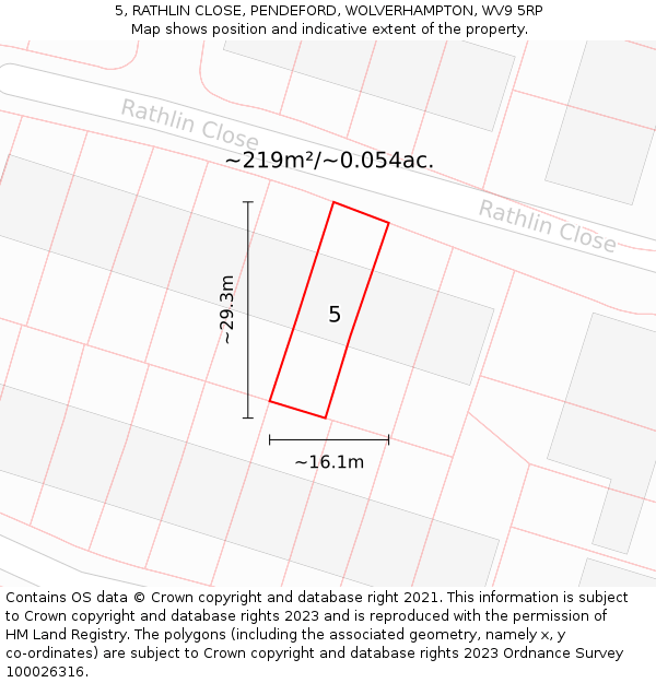 5, RATHLIN CLOSE, PENDEFORD, WOLVERHAMPTON, WV9 5RP: Plot and title map