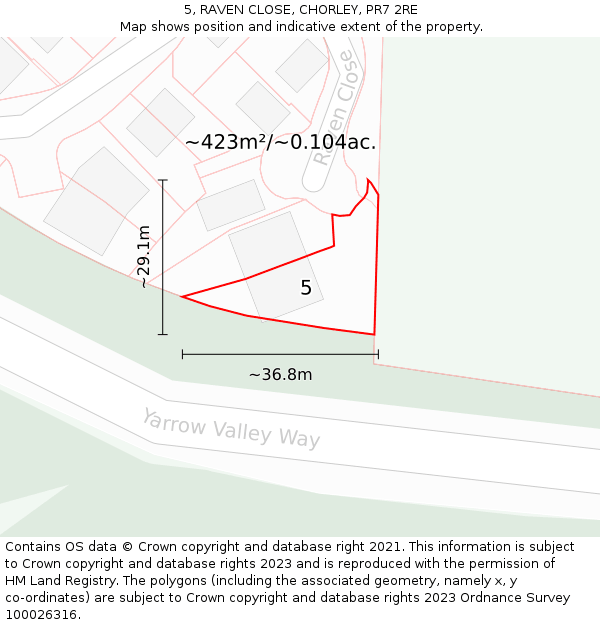 5, RAVEN CLOSE, CHORLEY, PR7 2RE: Plot and title map
