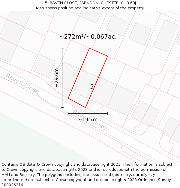 5, RAVEN CLOSE, FARNDON, CHESTER, CH3 6RJ: Plot and title map