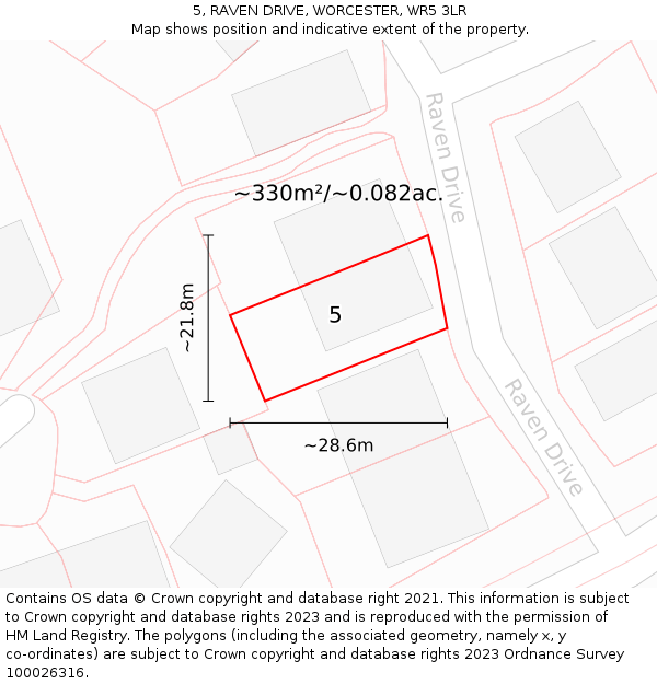 5, RAVEN DRIVE, WORCESTER, WR5 3LR: Plot and title map