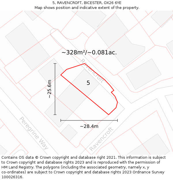 5, RAVENCROFT, BICESTER, OX26 6YE: Plot and title map