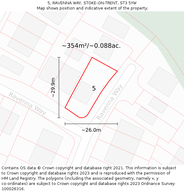 5, RAVENNA WAY, STOKE-ON-TRENT, ST3 5YW: Plot and title map