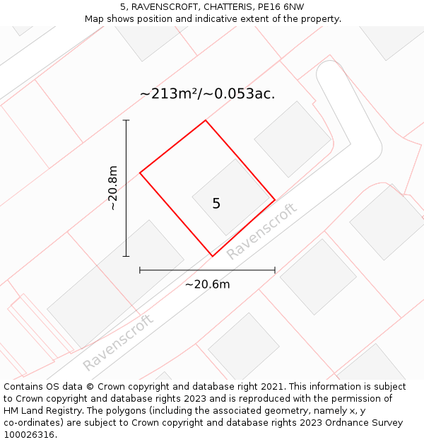 5, RAVENSCROFT, CHATTERIS, PE16 6NW: Plot and title map