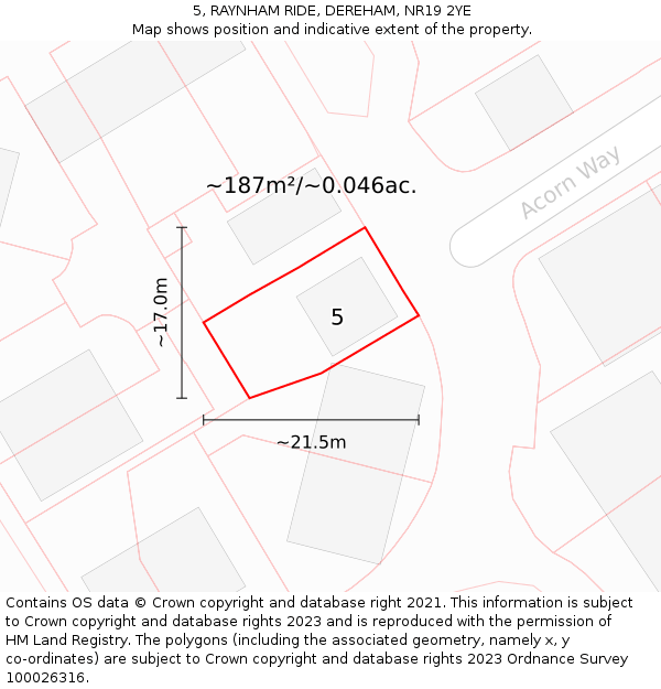 5, RAYNHAM RIDE, DEREHAM, NR19 2YE: Plot and title map