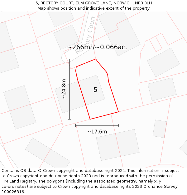 5, RECTORY COURT, ELM GROVE LANE, NORWICH, NR3 3LH: Plot and title map