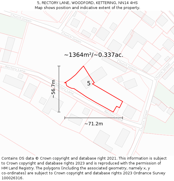 5, RECTORY LANE, WOODFORD, KETTERING, NN14 4HS: Plot and title map