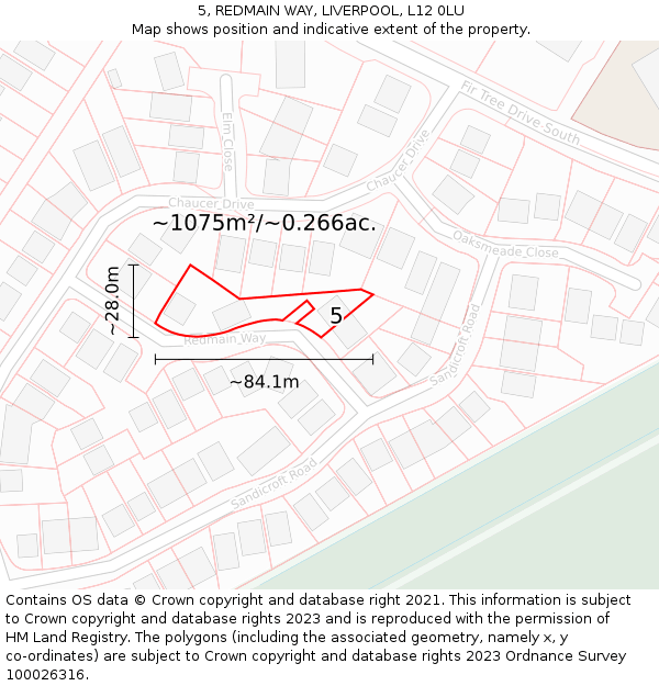 5, REDMAIN WAY, LIVERPOOL, L12 0LU: Plot and title map