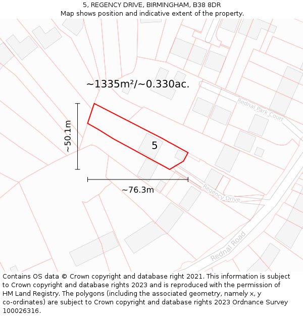 5, REGENCY DRIVE, BIRMINGHAM, B38 8DR: Plot and title map