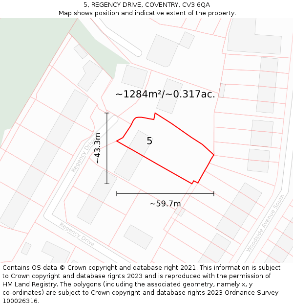 5, REGENCY DRIVE, COVENTRY, CV3 6QA: Plot and title map