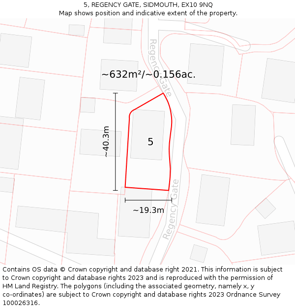 5, REGENCY GATE, SIDMOUTH, EX10 9NQ: Plot and title map
