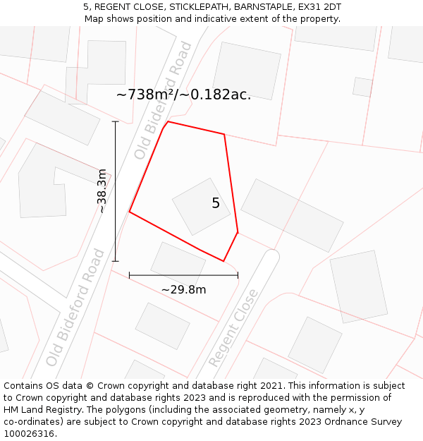 5, REGENT CLOSE, STICKLEPATH, BARNSTAPLE, EX31 2DT: Plot and title map