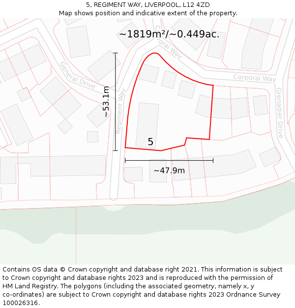 5, REGIMENT WAY, LIVERPOOL, L12 4ZD: Plot and title map