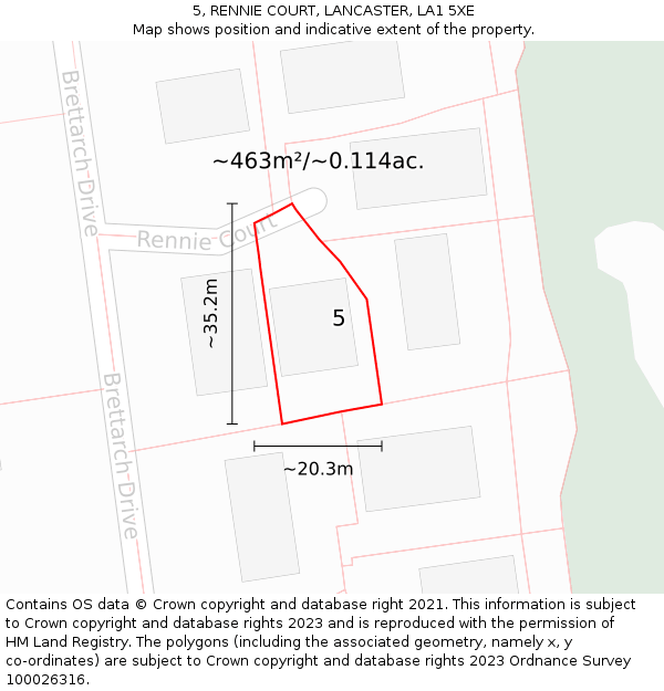 5, RENNIE COURT, LANCASTER, LA1 5XE: Plot and title map