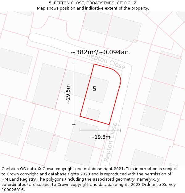 5, REPTON CLOSE, BROADSTAIRS, CT10 2UZ: Plot and title map