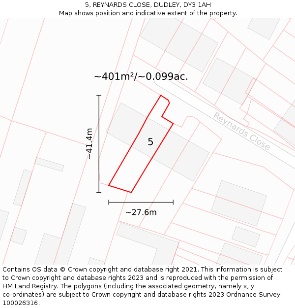 5, REYNARDS CLOSE, DUDLEY, DY3 1AH: Plot and title map