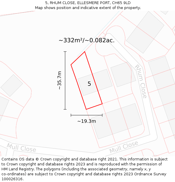 5, RHUM CLOSE, ELLESMERE PORT, CH65 9LD: Plot and title map
