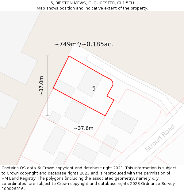 5, RIBSTON MEWS, GLOUCESTER, GL1 5EU: Plot and title map