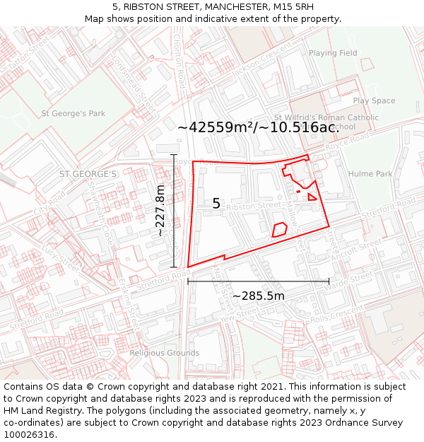 5, RIBSTON STREET, MANCHESTER, M15 5RH: Plot and title map