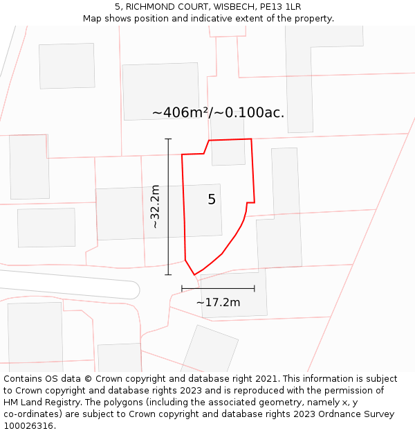 5, RICHMOND COURT, WISBECH, PE13 1LR: Plot and title map