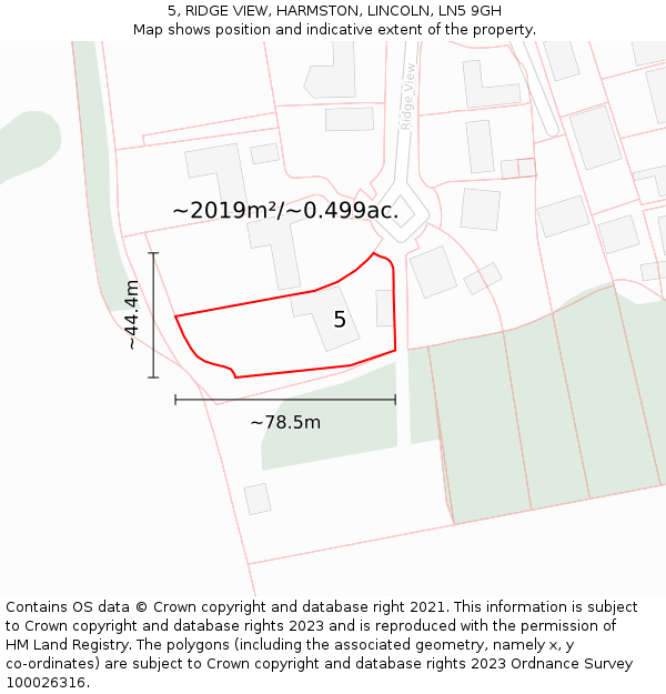 5, RIDGE VIEW, HARMSTON, LINCOLN, LN5 9GH: Plot and title map