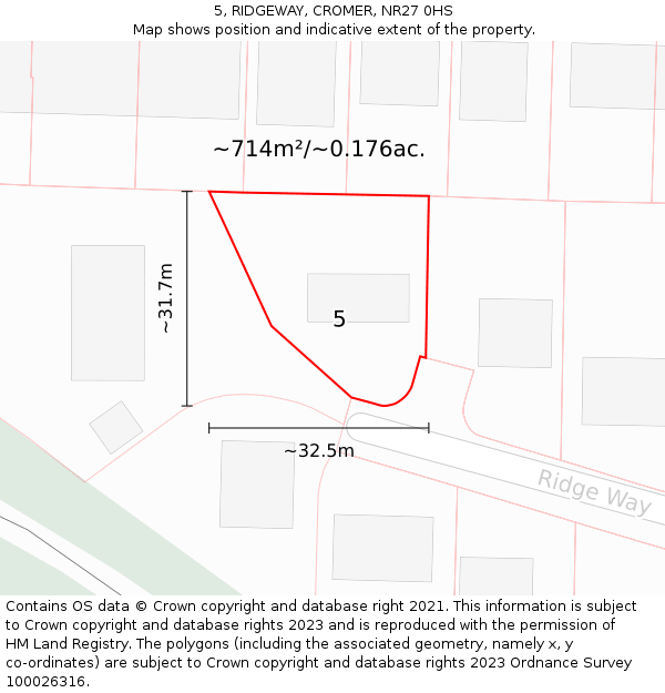 5, RIDGEWAY, CROMER, NR27 0HS: Plot and title map