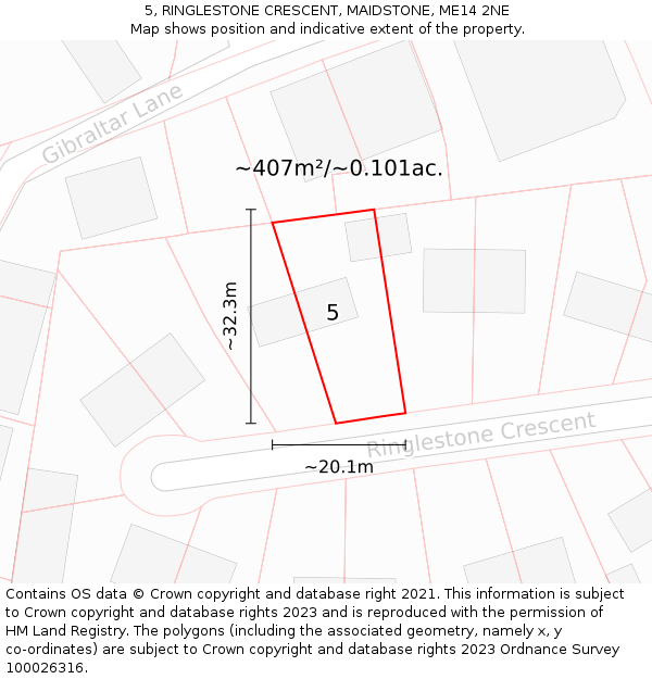 5, RINGLESTONE CRESCENT, MAIDSTONE, ME14 2NE: Plot and title map