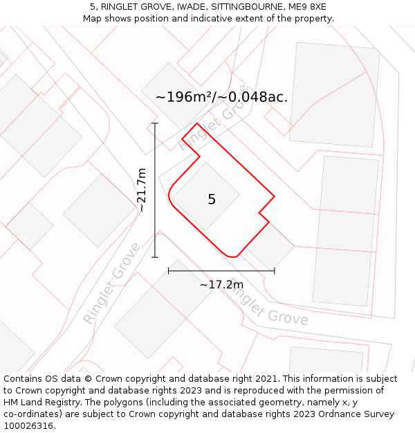 5, RINGLET GROVE, IWADE, SITTINGBOURNE, ME9 8XE: Plot and title map