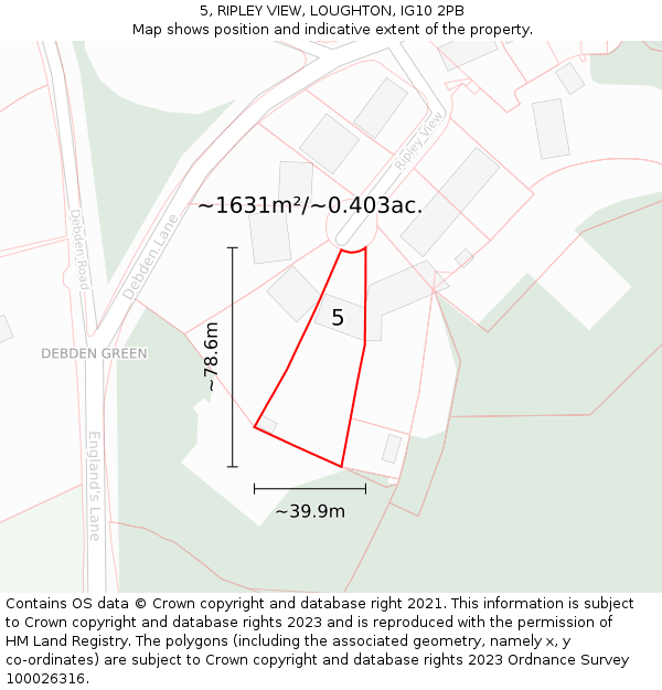 5, RIPLEY VIEW, LOUGHTON, IG10 2PB: Plot and title map