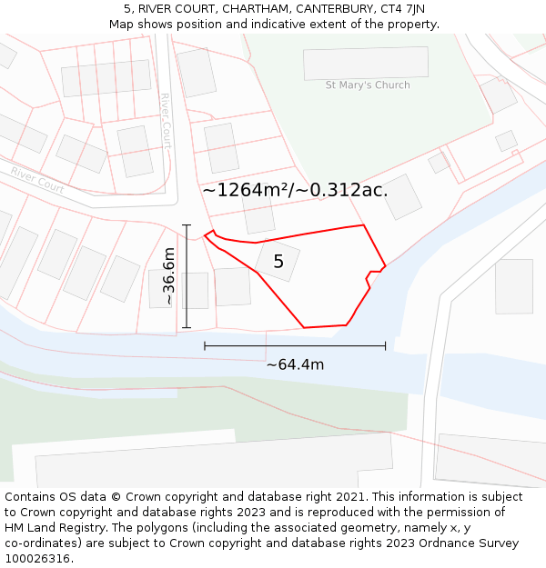 5, RIVER COURT, CHARTHAM, CANTERBURY, CT4 7JN: Plot and title map
