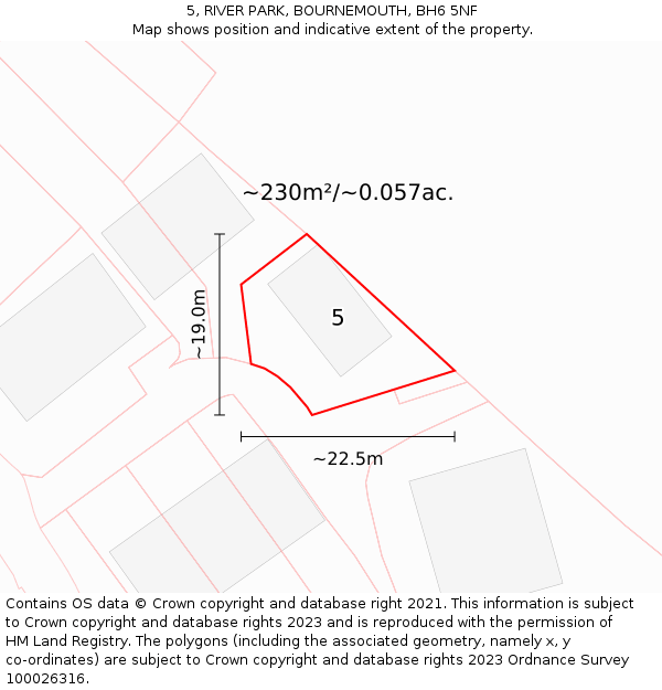 5, RIVER PARK, BOURNEMOUTH, BH6 5NF: Plot and title map