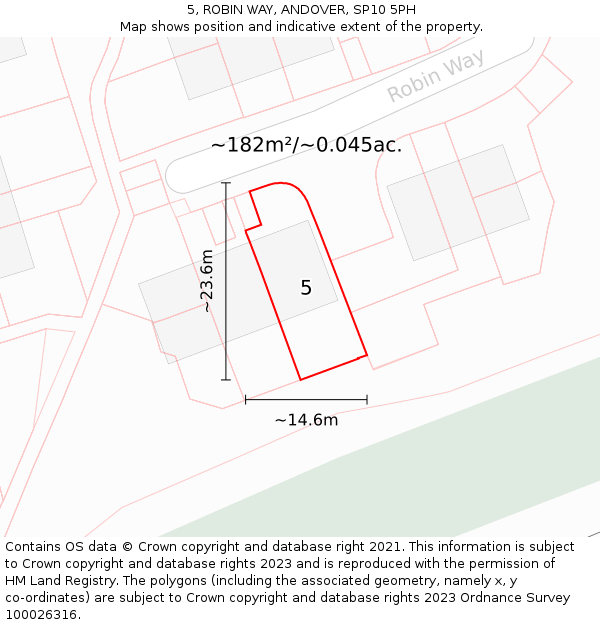 5, ROBIN WAY, ANDOVER, SP10 5PH: Plot and title map