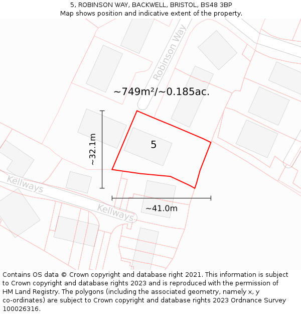 5, ROBINSON WAY, BACKWELL, BRISTOL, BS48 3BP: Plot and title map