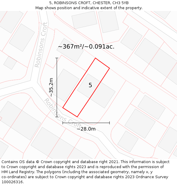 5, ROBINSONS CROFT, CHESTER, CH3 5YB: Plot and title map