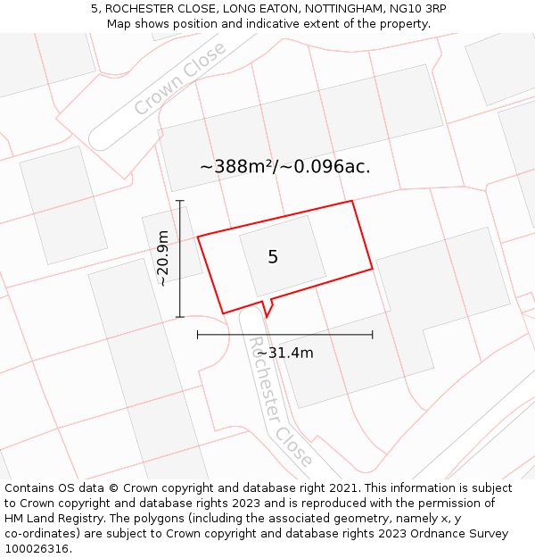 5, ROCHESTER CLOSE, LONG EATON, NOTTINGHAM, NG10 3RP: Plot and title map