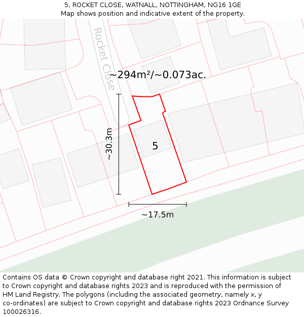 5, ROCKET CLOSE, WATNALL, NOTTINGHAM, NG16 1GE: Plot and title map