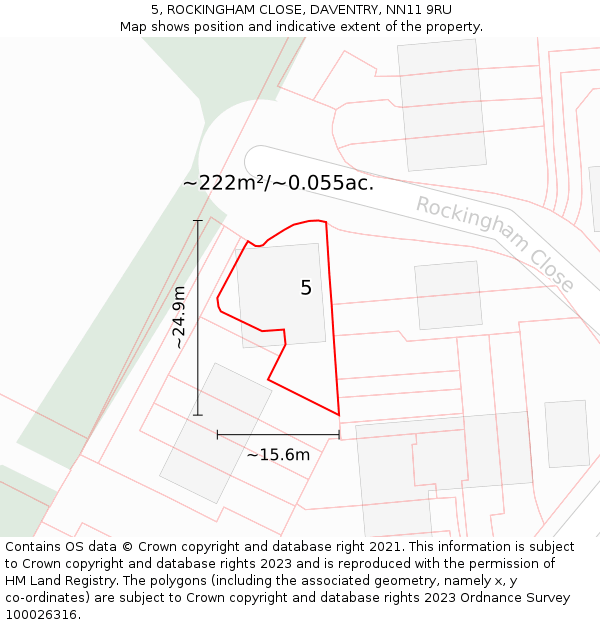 5, ROCKINGHAM CLOSE, DAVENTRY, NN11 9RU: Plot and title map