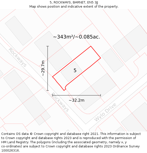 5, ROCKWAYS, BARNET, EN5 3JJ: Plot and title map