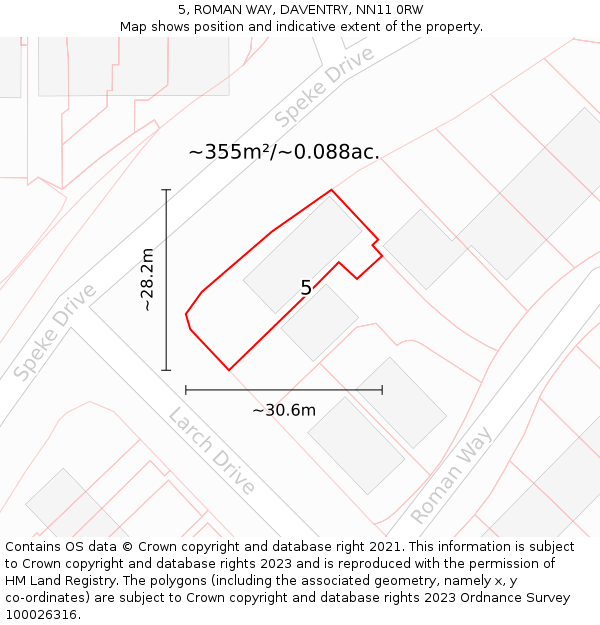 5, ROMAN WAY, DAVENTRY, NN11 0RW: Plot and title map